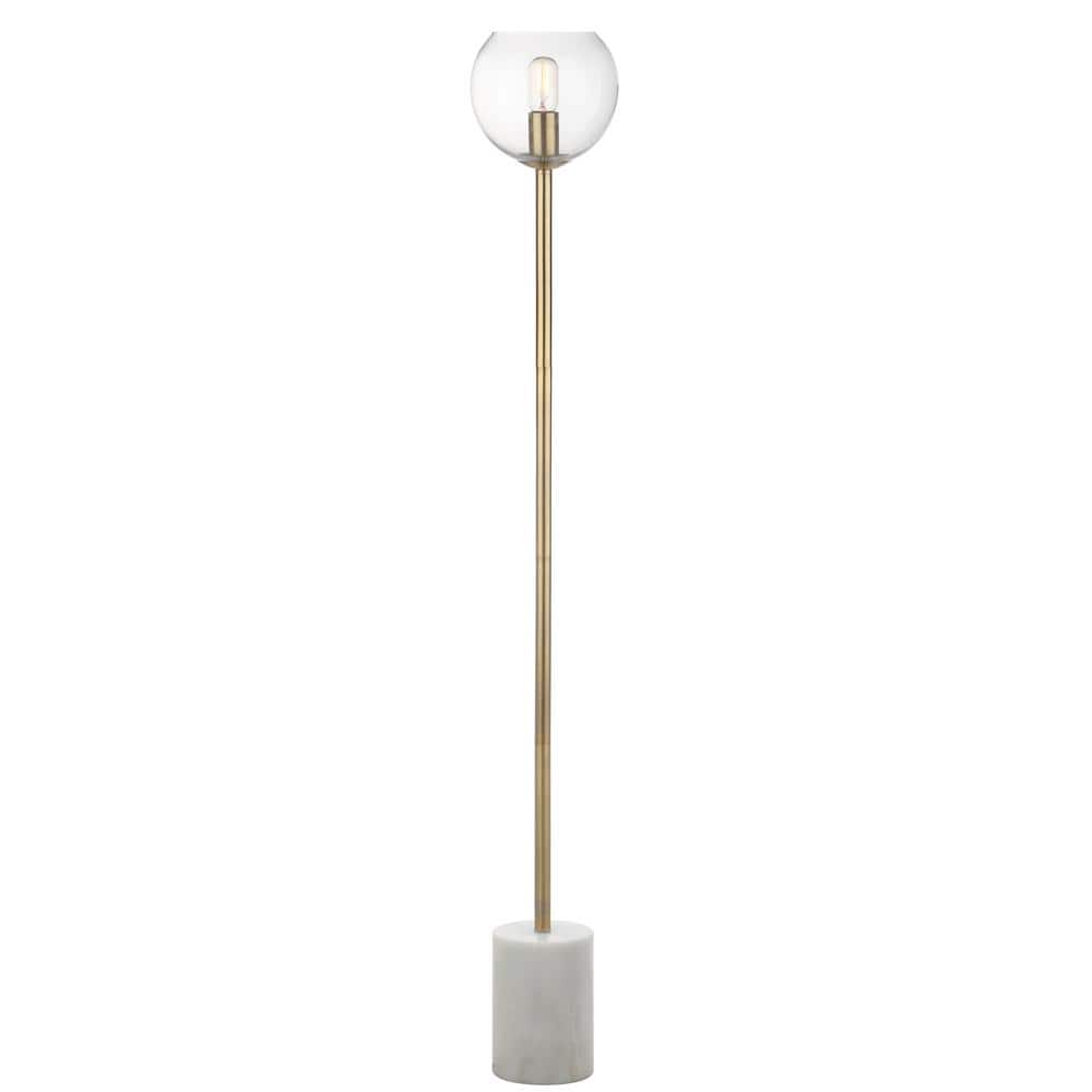 Bradley 61" Contemporary Gold & White Floor Lamp with Edison Bulb