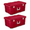 HDX 27 Gal. Tough Storage Tote in Clear with Red Lid 206334 - The