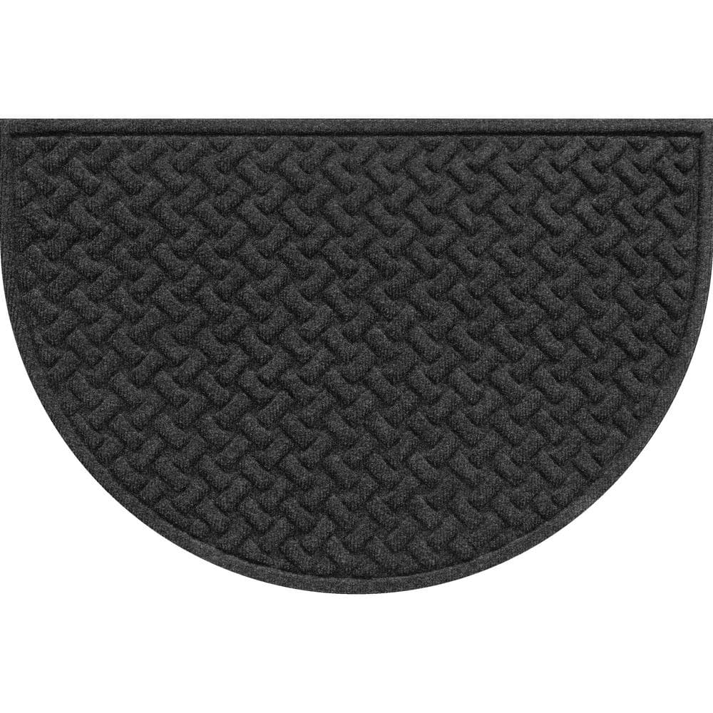 Trafficmate Rac TrafficMaster Basketweave Onyx 24 in. x 36 in. Half Round Indoor ...