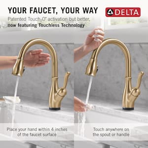 Leland Touch2O with Touchless Technology Single Handle Pull Down Sprayer Kitchen Faucet in Champagne Bronze