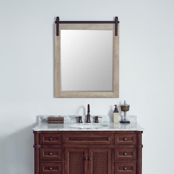 ROSWELL Cortes 31.5 in. W x 39.4 in. H Rectangular Framed Wall Bathroom Vanity Mirror in Logs