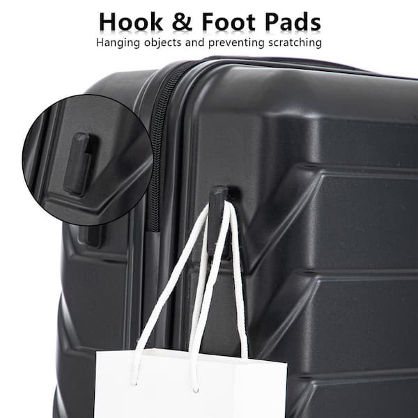 LIVACA 3-Piece Black ABS Plastic Hardside Spinner Wheel Luggage