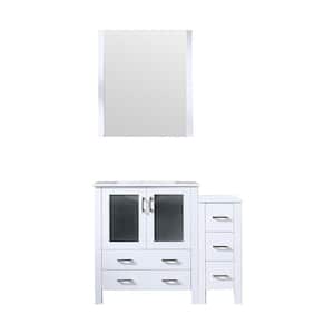 Volez 42 in. W x 18 in. D Single Bath Vanity in White with White Ceramic Top and Mirror