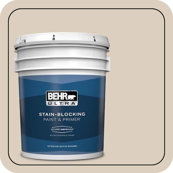 BEHR ULTRA 5 gal. #OR-W07 Spanish Sand Extra Durable Satin Enamel Interior Paint & Primer