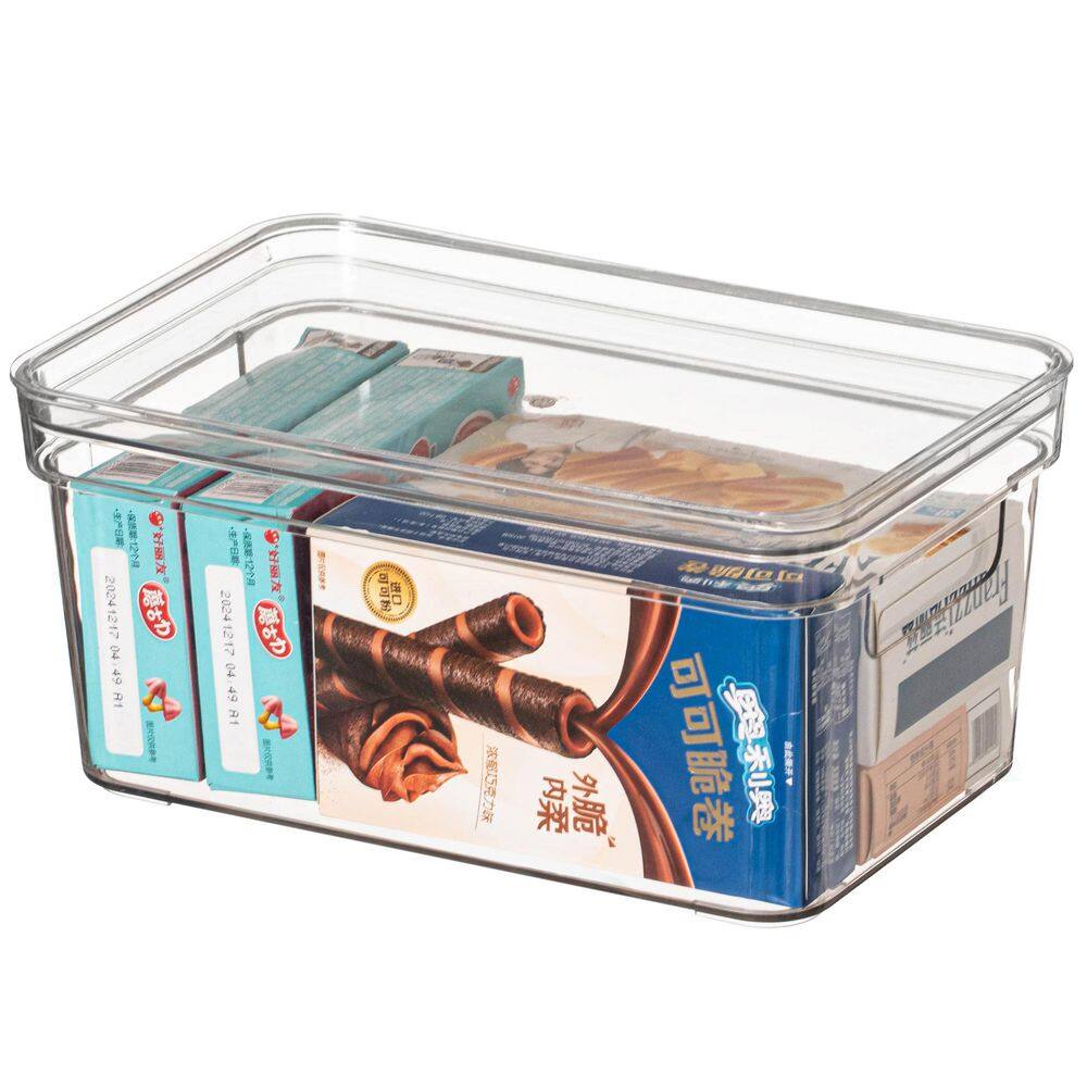 Clear Storage Container with Lid For Kitchen Pantry Cabinet & Fridge Bin For Home or Office Use, Small