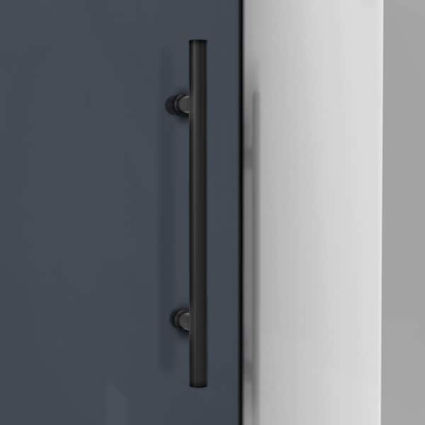 DreamLine SHDR6160762G-09 Enigma-XO 56-60W x 76H Frameless Smoke Grey Glass Sliding Shower Door in Satin Black