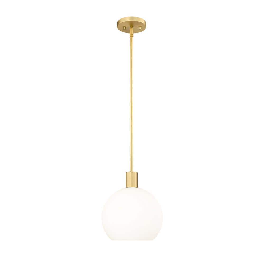 Olde Brass and White Glass Globe Pendant Light