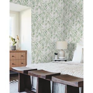 Willow Grove Forest Green Matte Pre-pasted Paper Wallpaper 60.75 sq. ft