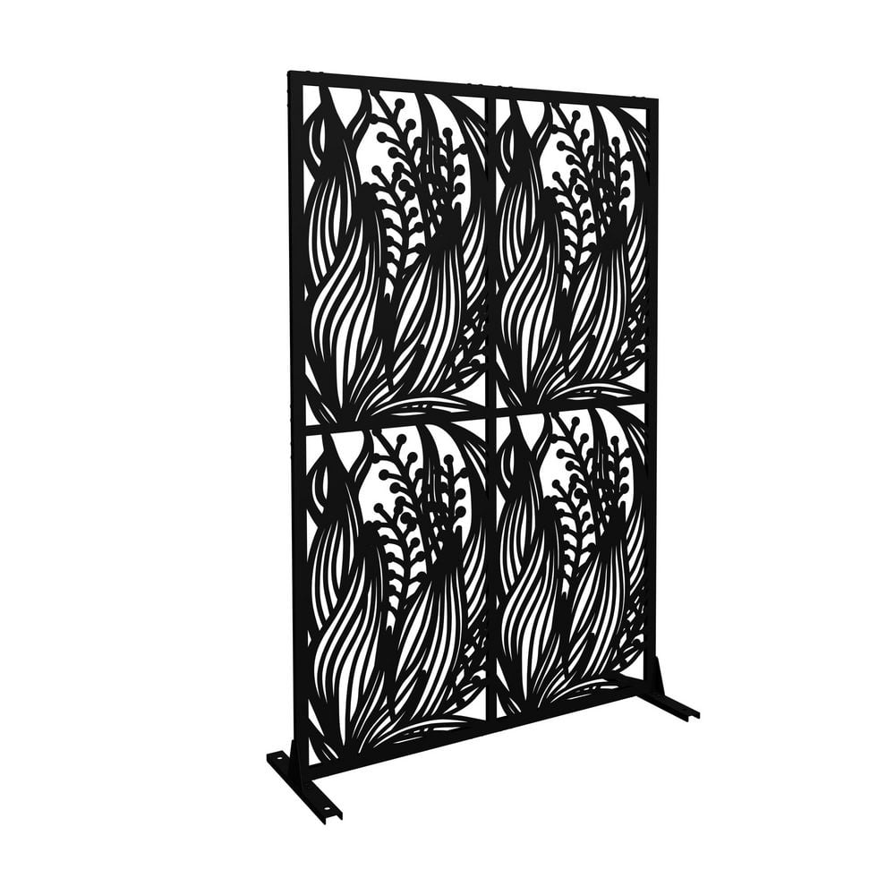 43.3 in. x 72 in. H Black Metal Leaf Design Decorative Garden Fence Privacy Screen Freestanding Patio Balcony Divider price history on PriceWatchPro
