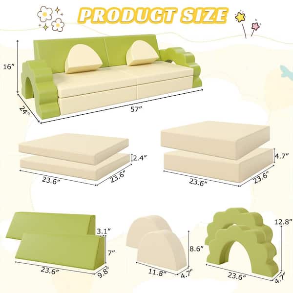 Sudzendf Yellow 10-Pieces Baby Climbing and Crawl Foam Play