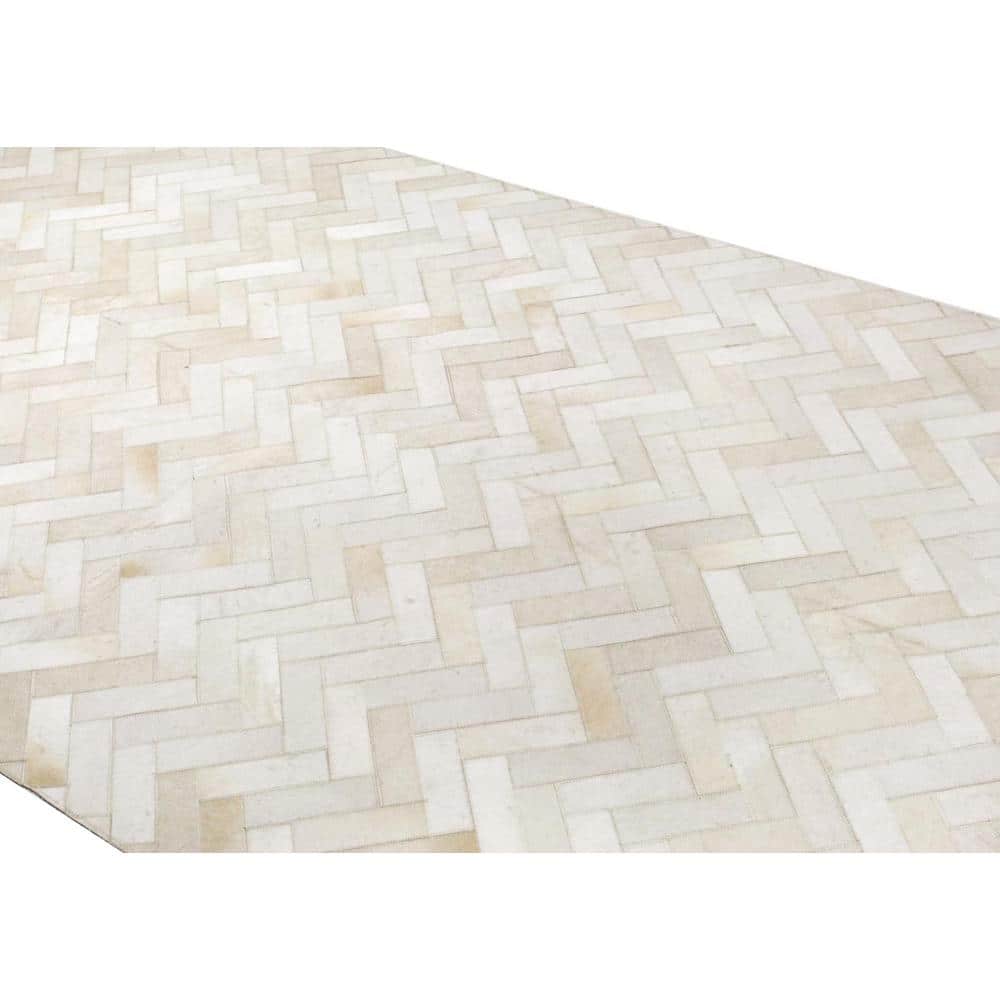 Handmade Cream Cowhide Rectangular 10' x 14' Area Rug