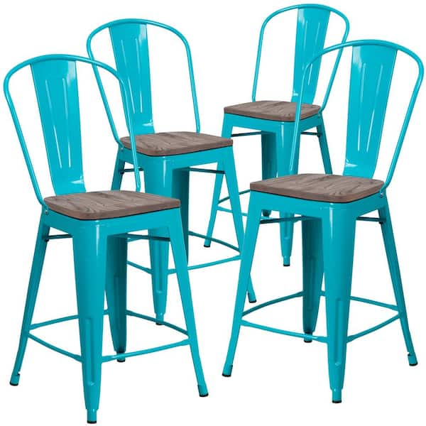 blue bar stools set of 4