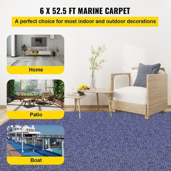 VEVOR Deep Back Blue 6 ft. x 52 ft. Waterproof Indoor/Outdoor Area Rug