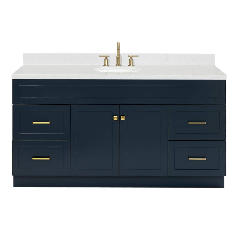 Midnight Blue 66" Freestanding Single Basin Vanity with Quartz Top
