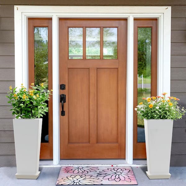 White Tall Planter Pots 24 in. H, 10 in. W, Plastic Nursery Pots (2-Pack)