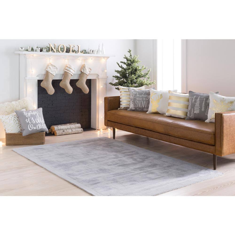 Handmade Gray Wool-Viscose Blend 8' x 10' Stain-Resistant Rug