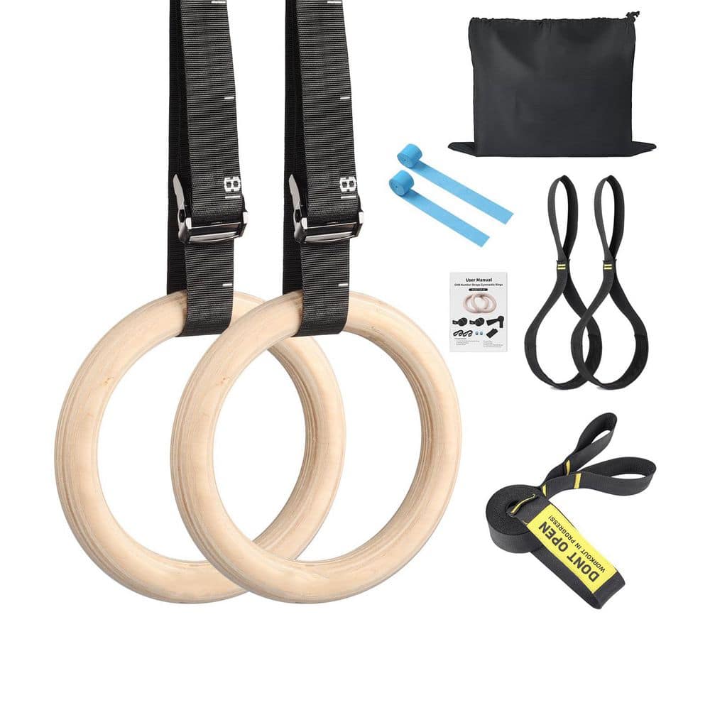 Trapeze Bar 1. 25in Birch Wood Olympic Gymnastic Rings with Serrated Buckle, Numbered Straps, Door Anchor price history on PriceWatchPro