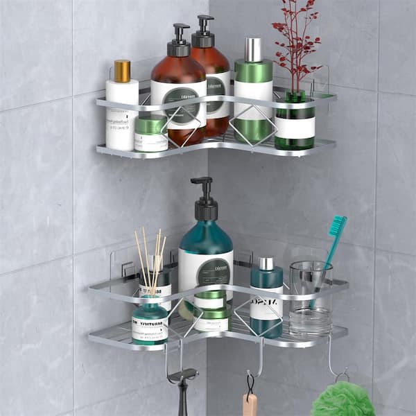 Cubilan Wall Mount Adhesive Corner Shower Caddy with Soap Holder