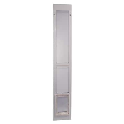 7 in. x 11.25 in. Medium White Aluminum Modular Pet Patio Door Insert for 93.75 in. to 96.5 in. Tall Glass Sliding Door