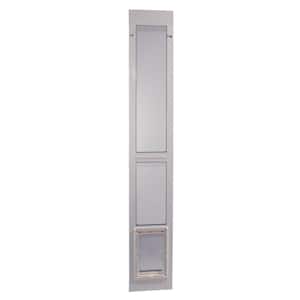 7 in. x 11.25 in. MD Flap White Aluminum 2-Piece Pet Patio Door Insert for 93.75 in. to 96.5 in. Tall Glass Sliding Door