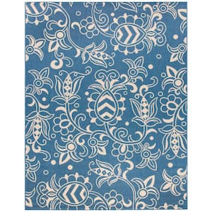Beach House Blue/Beige 4 ft. x 6 ft. Abstract Medallion Indoor/Outdoor Area Rug
