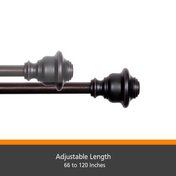 Kenney Fast Fit Finn 66 In 1 In Adjustable 5 8 In Single Decorative Window Curtain Rod In Weathered Brown Knabs The Home Depot