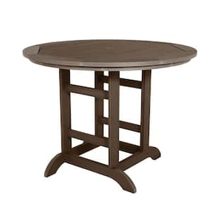 Weathered Acorn Round Recycled Plastic Outdoor Balcony Height Dining Table