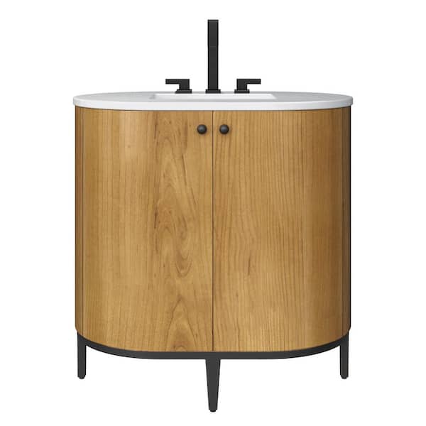 James Martin Vanities Bellamy 36.0 in. W x 23.5 in. D x 36 in. H Bathroom Vanity in Rustic Oak with Carrara Marble Top