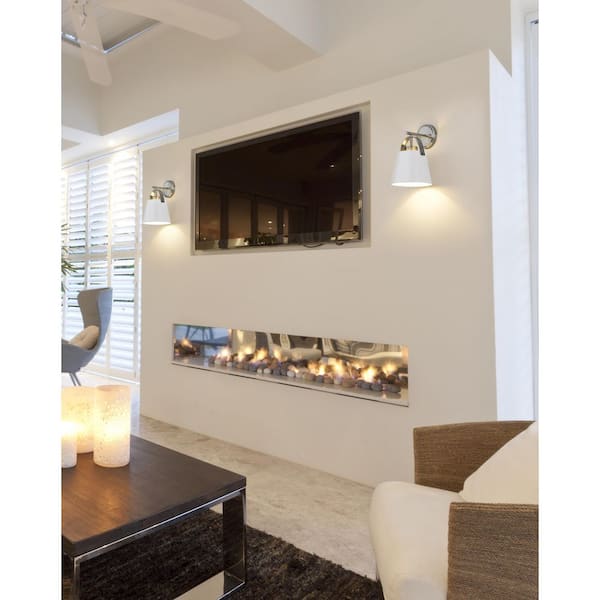 Z-Studio 8 in. 1-Light Matte White + Brushed Nickel Wall Sconce