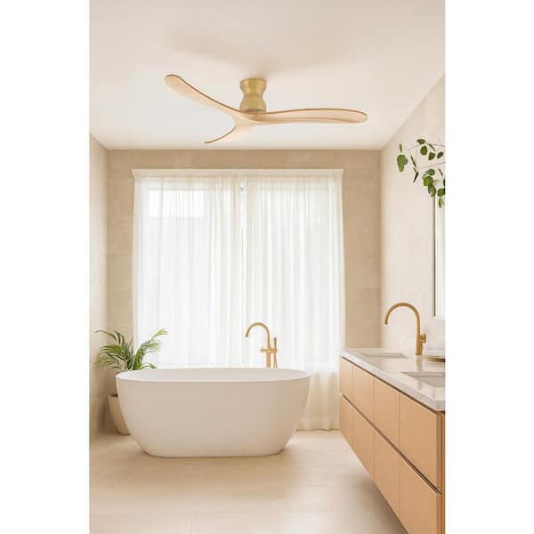 Swell Flush 60.0 in. Indoor/Outdoor Heritage Brass Ceiling Fan with Remote Control