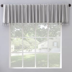 Evelina Faux Silk Chrome Gray Polyester 50 in. W x 17 in. L Back Tab 100% Blackout Curtain Valance (Single Panel)
