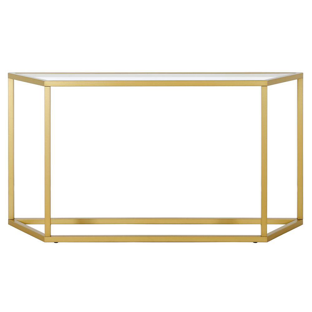 Sleek 55" Gold Metallic Console Table with Tempered Glass Top