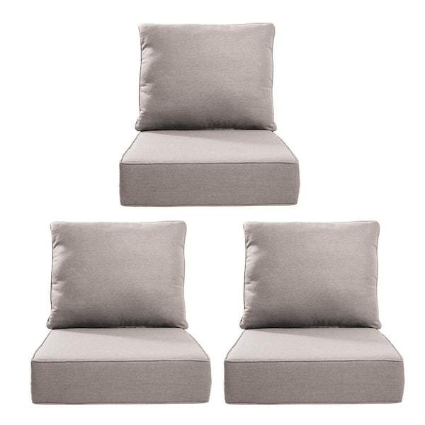 24 in., x 24 in., x 6 in., 6-Piece Repacement Deep Seating Olefin Outdoor Lounge Chair Cushion in Beige