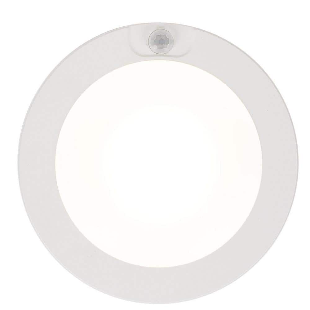 White Glass LED Flush Mount Ceiling Light with Motion Sensor