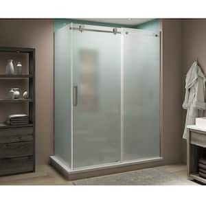Coraline XL 44 in. - 48 in. x 32 in. x 80 in. Frameless Corner Sliding Shower Enclosure Frosted Glass in Polished Chrome
