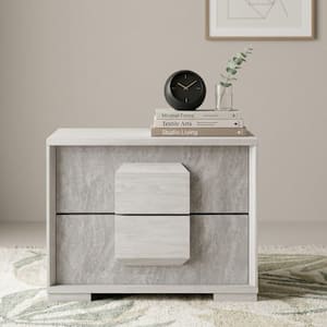 Tobin Whitewash/Stone Gray 2 Drawers 23.5 in. W Nightstand