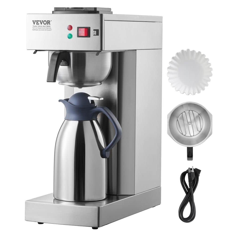 12-Cup Commercial Drip Coffee Maker, Coffee Maker Machine with Thermal Carafe to Keep Warm or Cold Stainless Steel