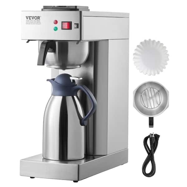 VEVOR 12-Cup Commercial Drip Coffee Maker, Coffee Maker Machine with Thermal Carafe to Keep Warm or Cold Stainless Steel