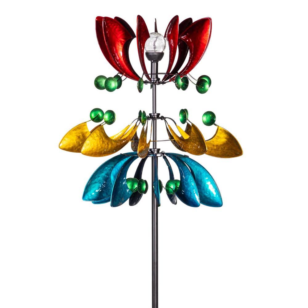 flowerシンギングリン宇宙⑤ Evergreen 85 in. Colorful Metal Solar Wind Spinner WS5ZGDMET326