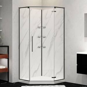 36 in. L x 36 in. W x 78.5 in. H Neo Angle Corner Shower Stall/Kit in Black with Base and Walls