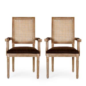 Aisenbrey Brown and Natural Wood and Cane Arm Chair (Set of 2)