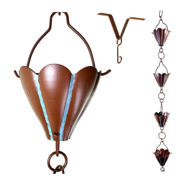 U-nitt 8.5 ft. Bronze Natsu Rain Chain: with Patina