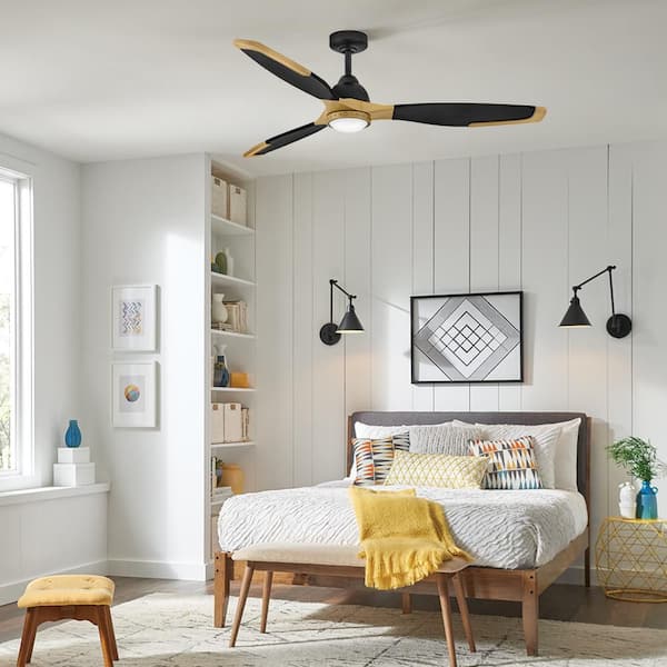 HINKLEY Aileron 60.0 in. Indoor/Outdoor Integrated LED Matte Black Ceiling Fan with Remote Control