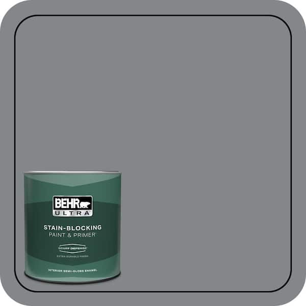 BEHR ULTRA 1 qt. #N500-5 Magnetic Gray color Extra Durable Semi-Gloss Enamel Interior Paint & Primer