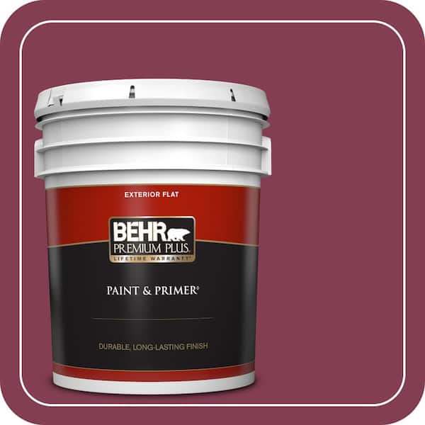 BEHR PREMIUM PLUS 5 gal. #S-H-100 Exotic Flowers Flat Exterior Paint & Primer