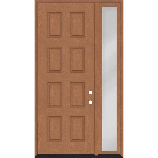 Regency 61 in. x 96 in. 8-Panel LHIS Chestnut Mahogany Fiberglass Prehung Front Door with 16 in. SL with 6-9/16 Jamb