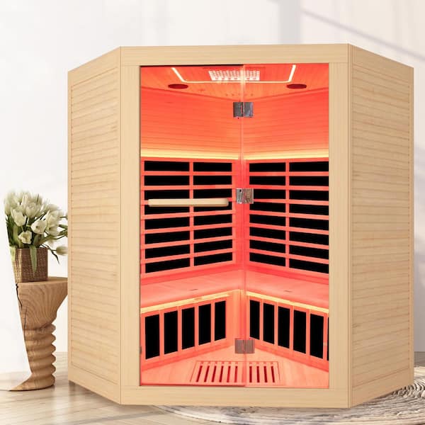 Spygo Moray 4-Person Family Indoor Hemlock Infrared Sauna with 11 Far-Infrared Carbon Crystal Heaters and Chromotherapy