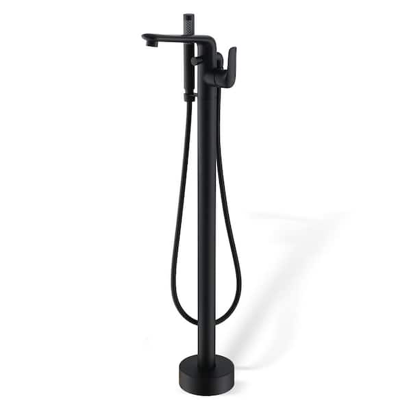 Unbranded Single-Handle Freestanding Tub Faucet with Handheld Shower in Matte Black