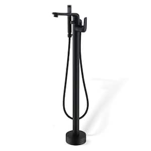 Single-Handle Freestanding Tub Faucet with Handheld Shower in Matte Black