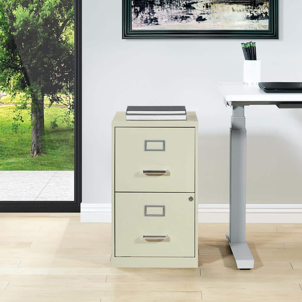 Tan Vertical 2-Drawer Lockable Metal File Cabinet